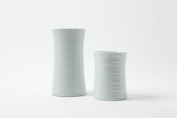 Zylindervasen breit, Rillen/Linien