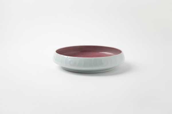 Schale 18cm, Spiralen, heiderot